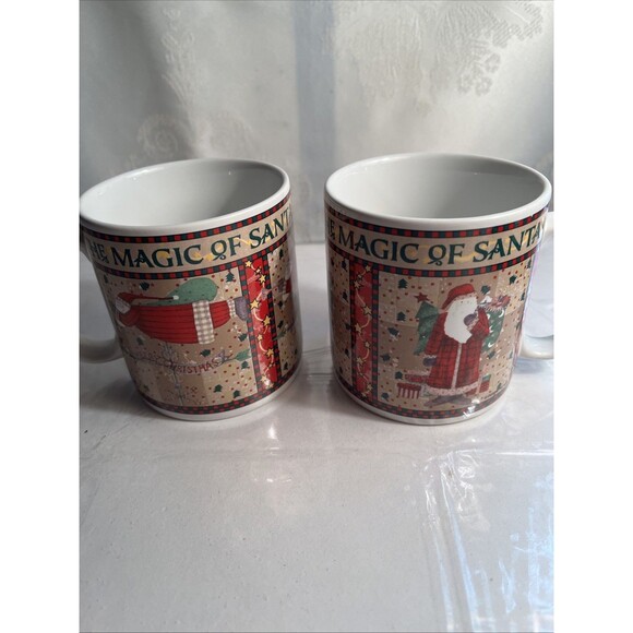 Sakura Other - (2) Sakura Magic Of Santa Debbie Mumm Mugs Set Holiday Coffee Tea Cups Xmas Gift